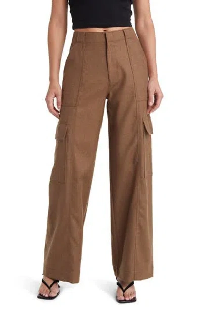Ag X Emrata Amia Wide Leg Wool Cargo Pants In Brown