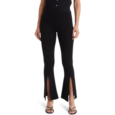 Ag X Emrata Morrison High Waist Flare Rib Knit Pants In Black