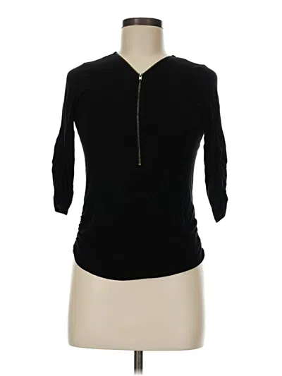 Pre-owned A'gaci 3/4 Sleeve Top Black Keyhole Neckline Tops
