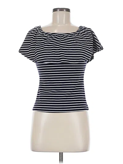 Pre-owned A'gaci Short Sleeve Top Black Sweetheart Neckline Tops