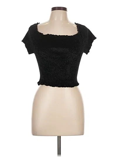 Pre-owned A'gaci Short Sleeve Top Black Sweetheart Neckline Tops