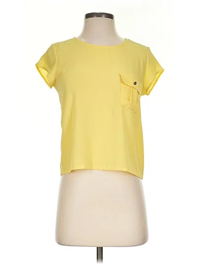 Pre-owned A'gaci Short Sleeve Top Yellow Crew Neck Tops
