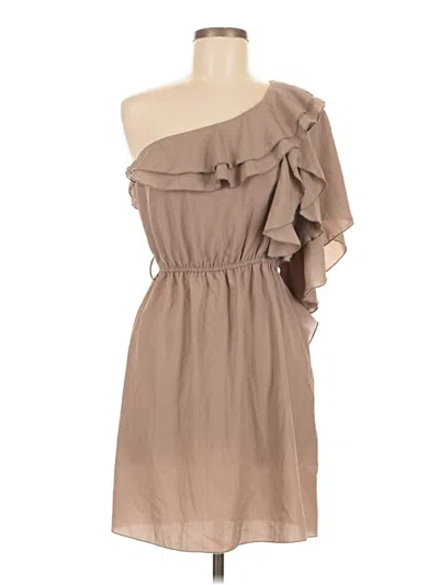 Pre-owned A'gaci Sleeveless Top Tan One Shoulder Neckline Tops In Brown