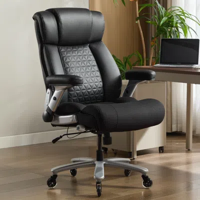 Agah 500lbs Big And Tall Office Chair With Adjustable Lumbar Support, Executive Office Chair Heavy Duty W In Black