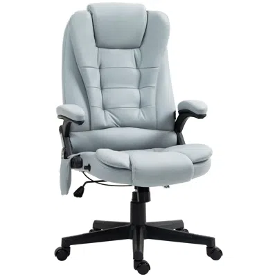 Agah 6 Point Vibrating Massage Office Chair With Heat, Microfiber Massage Desk Chair With Reclining Backr In Gray