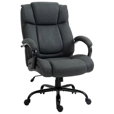 Agah Big And Tall Office Chair, 484lbs Capacity, Wide Seat, Adjustable Height, Linen Fabric, Swivel Wheel In Black