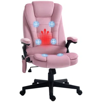Agah Executive Heated Massage Office Chair, 6 Vibrating Points, Velvet Massage Office Chair, Pink