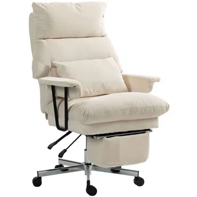 Agah Executive Office Chair With Lumbar Support, Footrest, High Back Reclining Overstuffed Desk Chair Wit In Neutral