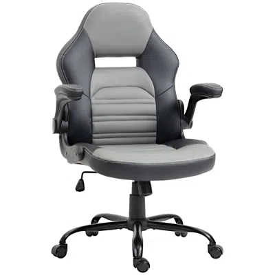 Agah Gaming Chair Home Office Swivel Racing Computer Desk Chair With Flip-up Armrest Wheels In Gray