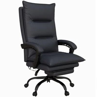Agah Heated Massage Office Chair With 6 Vibration Points, Heated Office Chair With Footrest, Armrest & Pa In Black