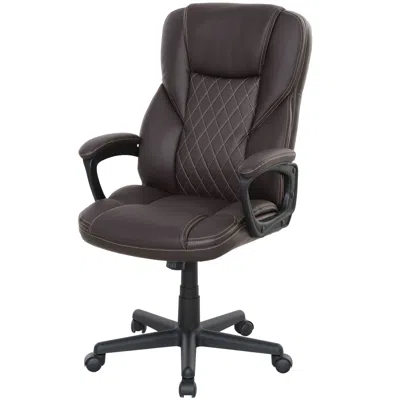 Agah High Back Ergonomic Office Chair, Pu Leather Executive Desk Chair With Adjustable Height And Swivel  In Black