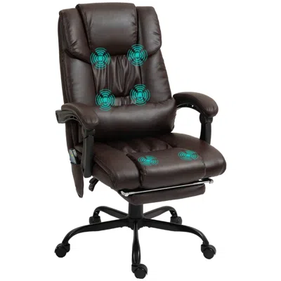 Agah High Back Pu Leather Massage Office Chair, 6 Vibration Points, Ergonomic With Footrest, Adjustable H In Brown