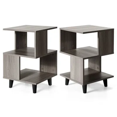 Agah Home 2 Pieces Wooden Modern Nightstand Set With Legs For Living Room