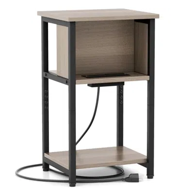Agah Home 3-tier End Table With Usb Ports & Power Outlets