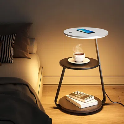 Agah Home Ep Light Smart Nightstand With Wireless Charger & Night Light, Side Table, End Table, Cofee Table
