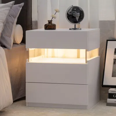Agah Home Led Nightstands 3 Drawer Dresser For Bedroom End Table With Acrylic Board Led Bedside Tables For Bed