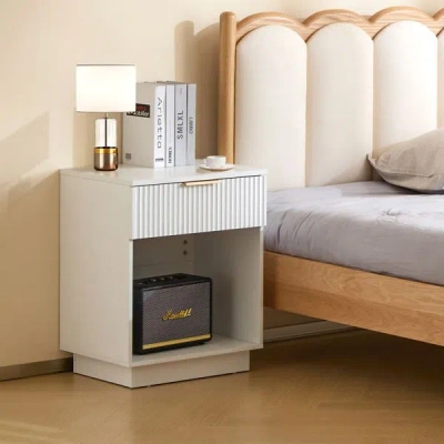 Agah Home Nightstand With One Drawer & Shelf White