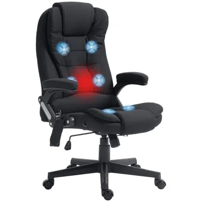 Agah Linen Vibrating Massage Heat Office Chair High Back Recliner Padded Armrests Remote Control Black