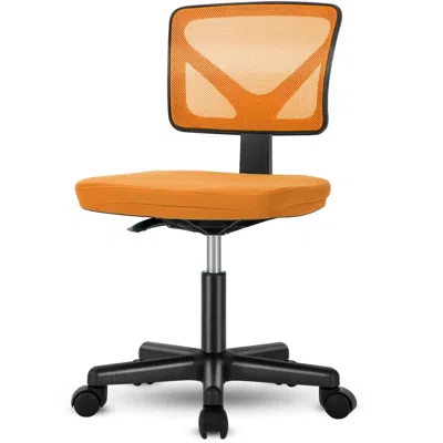 Agah Low-back Mesh Armless Office Chair,swivel Rolling Computer Chair No Arms With Lumbar Support In Orange