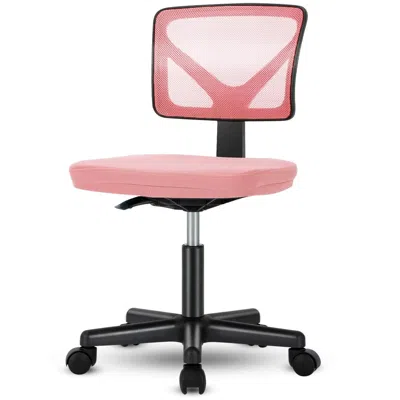 Agah Low-back Mesh Armless Office Chair,swivel Rolling Computer Chair No Arms With Lumbar Support In Pink