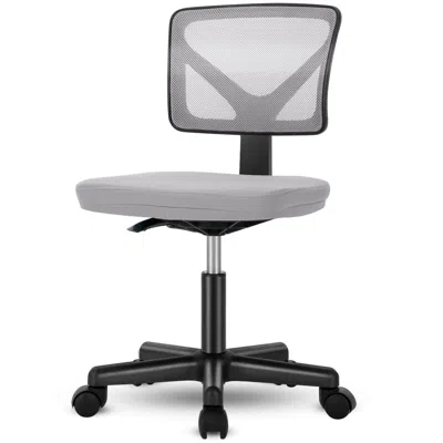 Agah Low-back Mesh Armless Office Chair,swivel Rolling Computer Chair No Arms With Lumbar Support In Gray