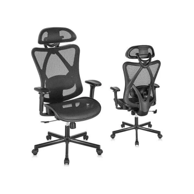 Agah Mesh Office Chair Back Height Adjustable With Wheel Legs,lumbar Support, Adjustable Armrest,adjustab In Gray