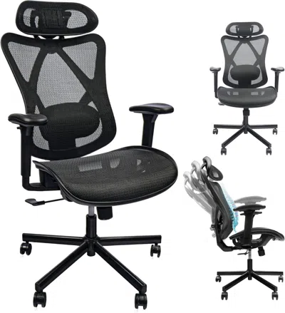 Agah Mesh Office Chair,ergonomic Office Chairs With Wheels,adjustable Lumbar Support,armrest,headrest-til In Multi