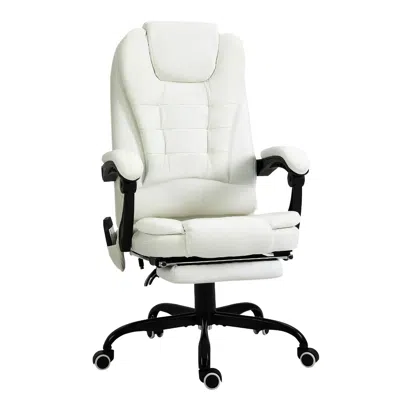 Agah Reclining Office Chair With Vibrating Massage Lumbar Support White Ultimate Relaxation