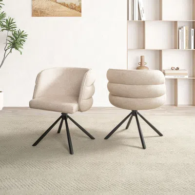 Agahome 270° Swivel Home Office Desk Chairs Set Of 2,modern Dining Chairs, Upholstered Bedroom Chairs With M