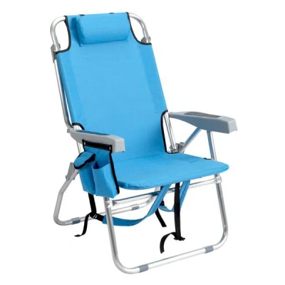 Agahome 63*70*99cm Heightened Oxford Cloth Silver White Aluminum Tube Bearing 100kg Beach Chair Blue