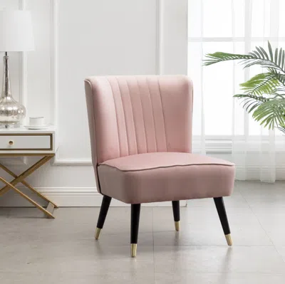 Agahome Elon Contemporary Velvet Upholstered Accent Chair, Pink