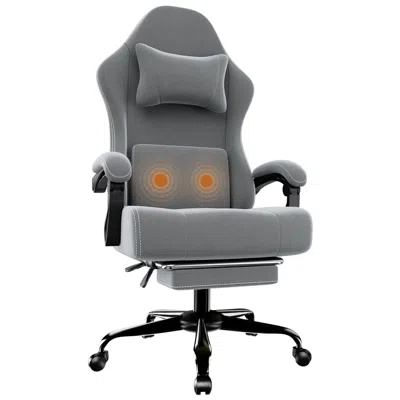 Agahome Ergonomic Gaming Chair, Electronic Gaming Chair With Massage Lumbar Support And Foot Pedals, Fabric 