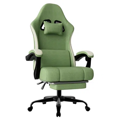 Agahome Ergonomic Gaming Chair With Pocketed Spring Cushion, Breathable Fabric Computer Chair With Footrest,