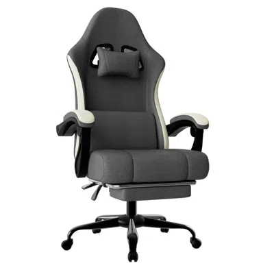 Agahome Ergonomic Gaming Chair With Pocketed Spring Cushion, Breathable Fabric Computer Chair With Footrest,