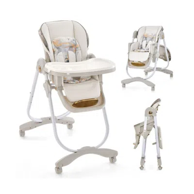 Agahome Folding Baby Dining High Chair With Adjustable Height And Recline