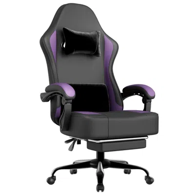 Agahome Gaming Chair With Pocket Spring Cushion And Footrest, Ergonomic Computer Chair For Adults, Breathabl