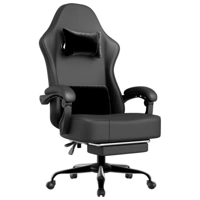Agahome Gaming Chair With Pocket Spring Cushion And Footrest, Ergonomic Computer Chair For Adults, Breathabl