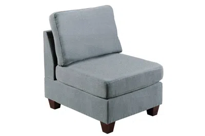 Agahome Living Room Furniture Armless Chair Grey Linen Like Fabric 1pc Cushion Armless Chair Wooden Legs