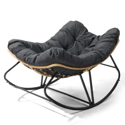 Agahome [replace 58406521]outdoor Rocking Chair, Oversized Patio Papasan Rocker, Comfy Reading Lounge Chair 