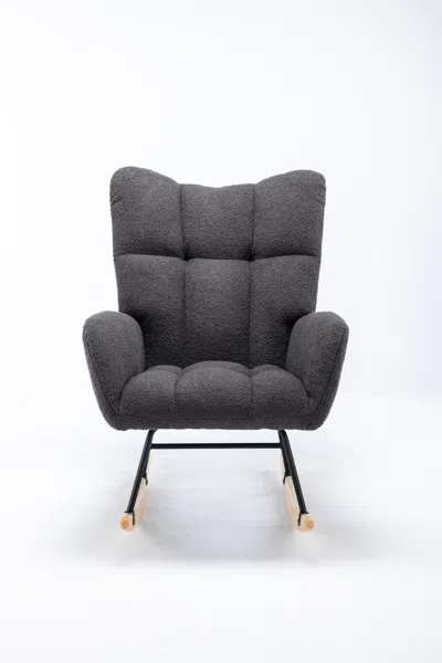 Agahome Rocking Chair, Soft Teddy Velvet Fabric Rocking Chair For Nursery, Comfy Wingback Glider Rocker With