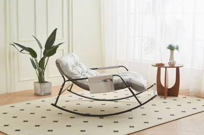 Agahome Rocking Chair With Extra-wide Technical Leather Upholstered Gliding Chair Boucle Reclining Chair, Mo