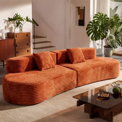 Agaile 108.6-inch Curved Combination Sofa With A Modern Cloud Pattern Design, Made Without A Frame Using Co In Brown