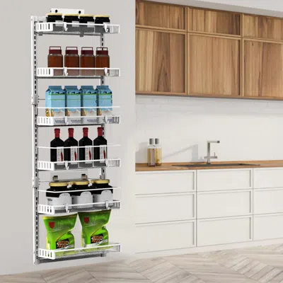 Agaile 10lbs Loading 6-tier Over The Door Pantry Organizer, Large Metal Door Spice Rack, Hanging Heavy-duty In Silver