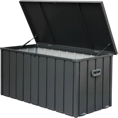 Agaile 160 Gallon Outdoor Storage Deck Box Waterproof, Large Patio Storage Bin For Outside Cushions, Throw  In Black
