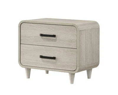 Agaile 1pc Contemporary Style Two Drawers Nightstand Solid Wood Unique White Finish Bedroom Furniture In Neutral