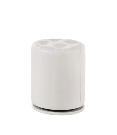 Agaile 1pc Glam Contemporary Upholstered Round Swivel Vanity Stool Button Tufted Seat White
