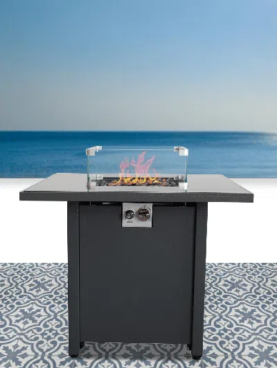 Agaile 25" H X 30" W Steel Outdoor Fire Pit Table With Lid