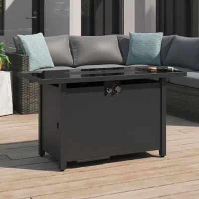 Agaile 25" H X 42" W Steel Outdoor Fire Pit Table With Lid In Black