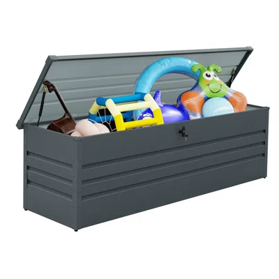 Agaile 260 Gallon Metal Outdoor Deck Box Waterproof, Extra Large Patio Storage Box With Lockable Storage Co In Blue