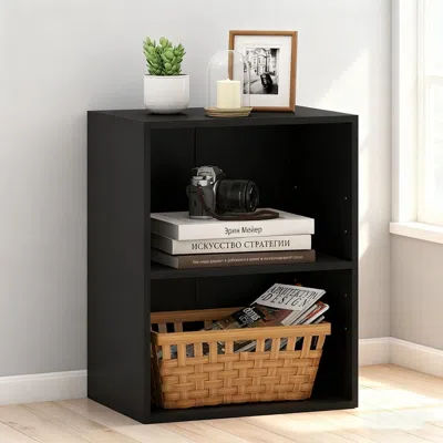 Agaile 2-cube Bookcase Floor Standing Open Bookshelf With 5-position Adjustable Shelf In Black